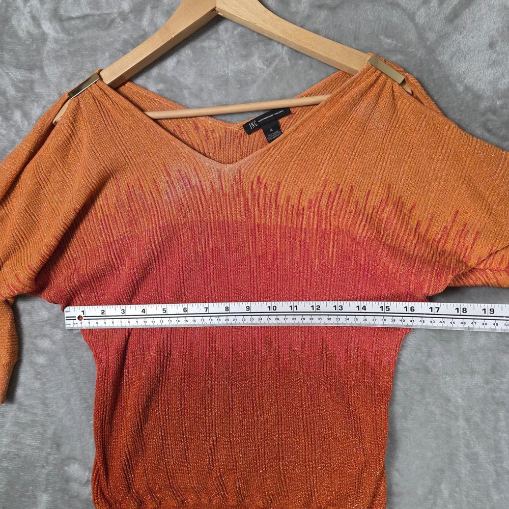 INC International Concepts Ombre Metallic Cold Shoulder Sweater Size M Glam Fall - Picture 5 of 7